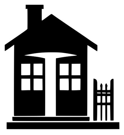 black and white of house icon illustrationの写真素材