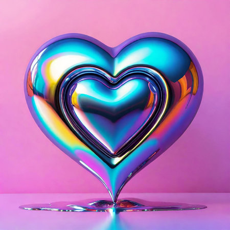 abstract background with colorful heart and glassの素材
