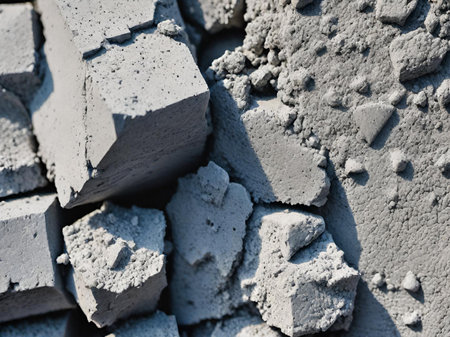gray wall of the building with a gray brick surface and gray stonesの素材