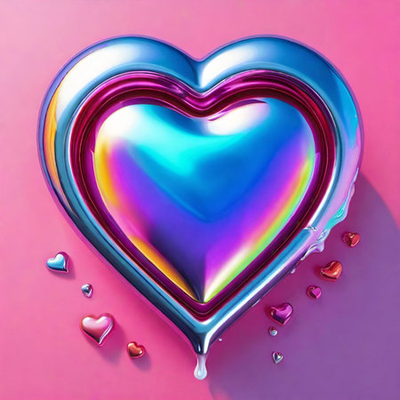 abstract background with colorful heart and glassの素材