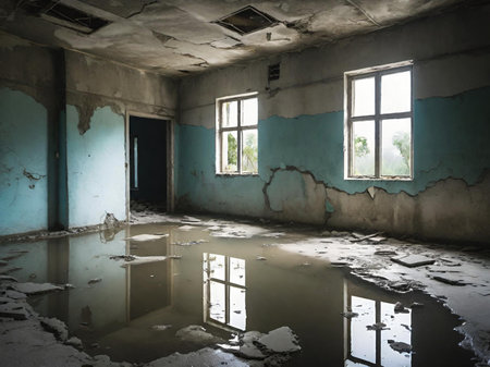 abandoned building in the cityの素材