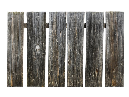 old wooden fence isolated on white backgroundの素材