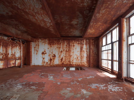 abandoned building, old factory, interior of an empty roomの素材