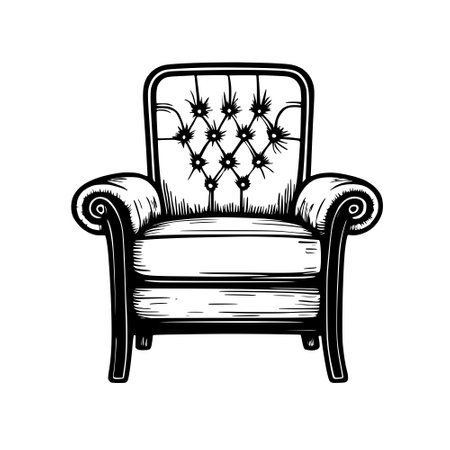 armchair, sketch, illustration on white backgroundの写真素材