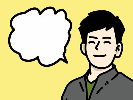 cartoon man with positive moodの写真素材