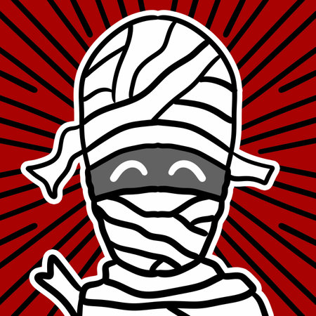 mummy cartoon on red backgroundの写真素材