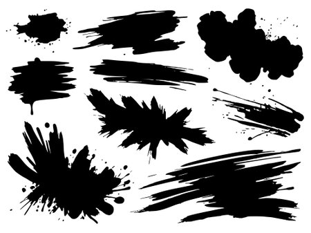set of black paint strokesの写真素材