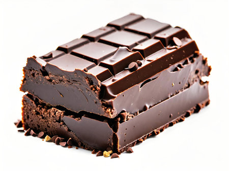 piece of dark chocolate isolated on white background.の素材