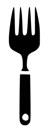 black and white silhouette of a fork on a white backgroundの写真素材