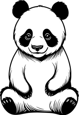 illustration of cute cartoon pandaの写真素材