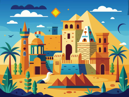 flat style design of egypt travel concept. illustrationの写真素材