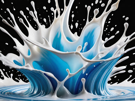 milk splashes in a bowl. 3d illustrationの素材