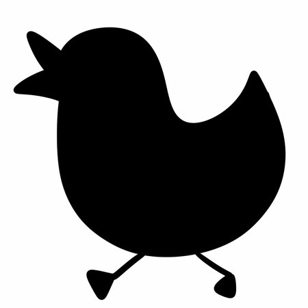 black bird icon cartoon on whiteの写真素材