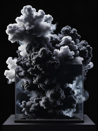 black smoke in a glass vase.の素材