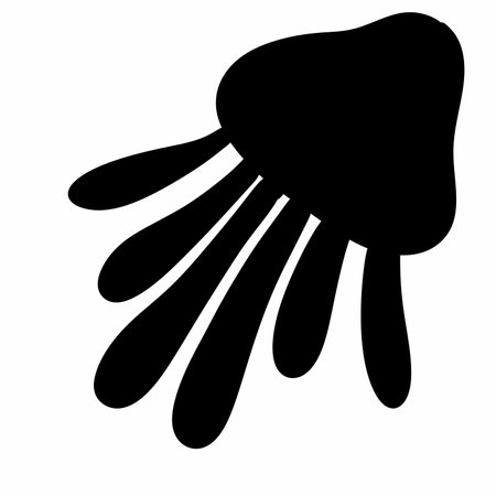 black and white jellyfish silhouette on white backgroundの写真素材