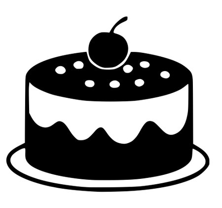 cake birthday dessert icon in solid styleの写真素材