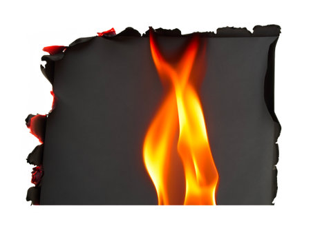 blank sheet of paper and flameの写真素材