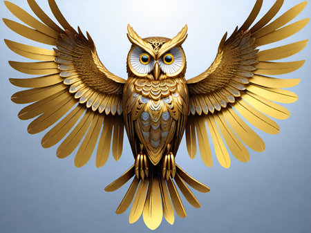 golden owl with wingsの素材