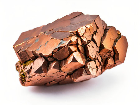 macro mineral stone pyrite on a white background close upの素材