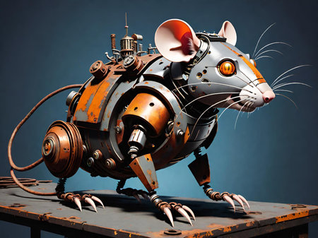 cartoon robot on a gray backgroundの素材