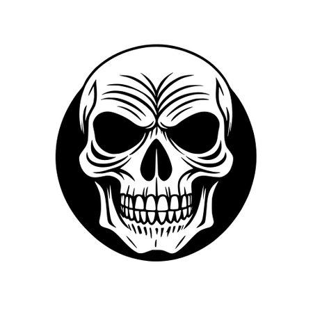 skull logo on circle shapeの写真素材