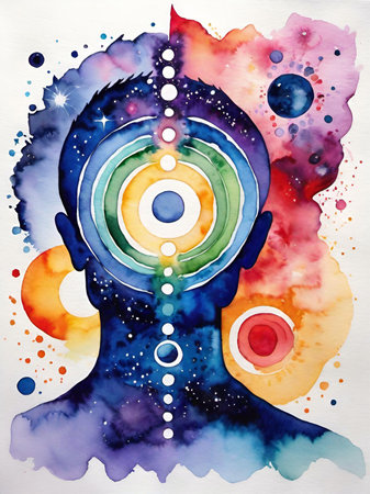 human face shape and space, watercolor styleの素材