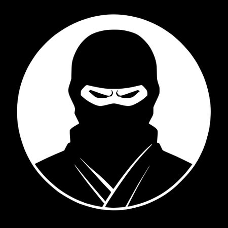 illustration of ninja with mask and sword icon.の写真素材
