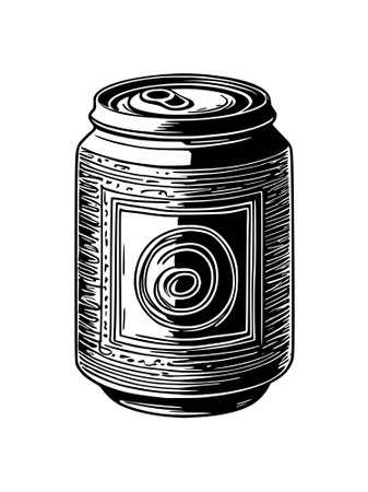 can of food in the hand. illustration