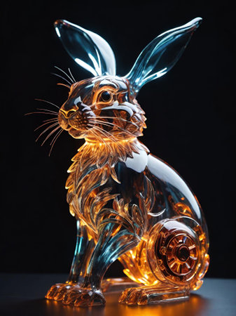 illustration of rabbit with christmas lightsの素材