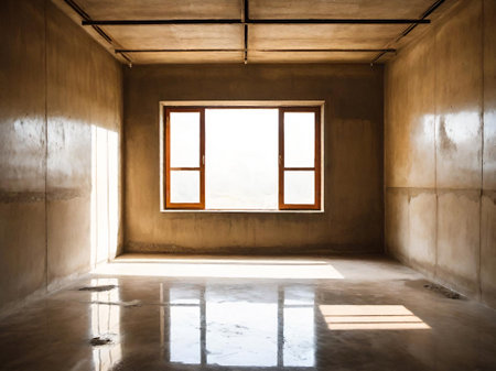 dark empty room with concrete wallsの素材