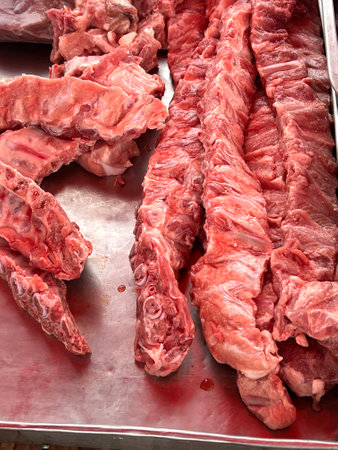 pork ribs in raw food shopの写真素材