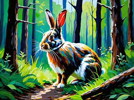 illustration of rabbit in natureの素材