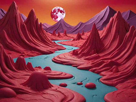 red rock with a moonの素材