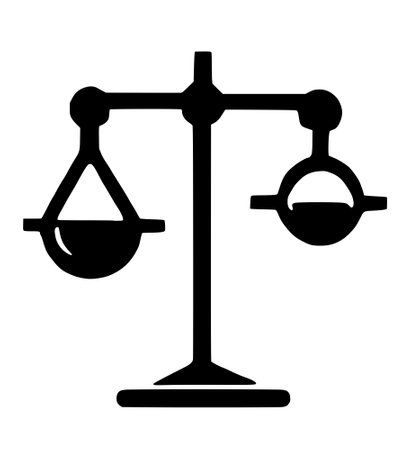 balance scale icon. simple illustration of balance scale icon for web design isolated on white backgroundの写真素材
