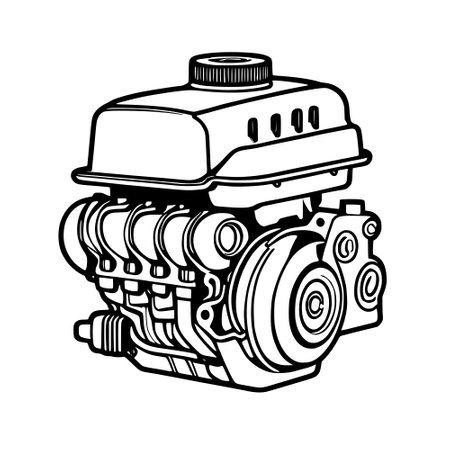 car engine. sketch. illustration isolated on white background
