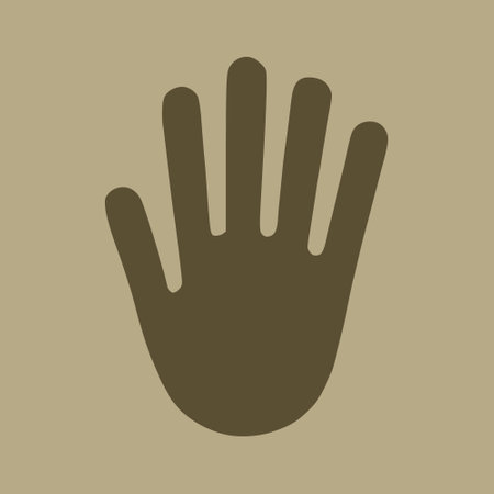 hand icon on brown backgroundの写真素材