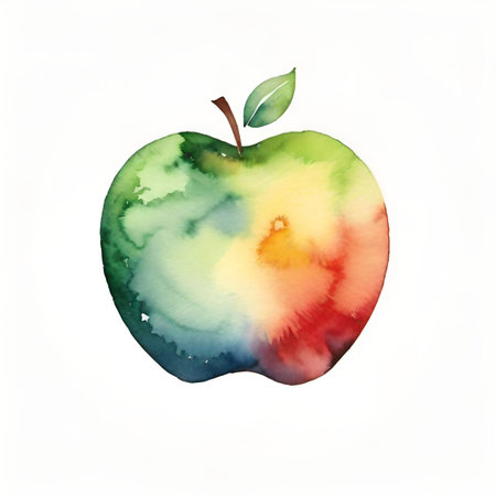 watercolor apples on white backgroundの素材