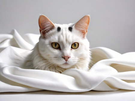 cat lying on the bed. pet.の素材