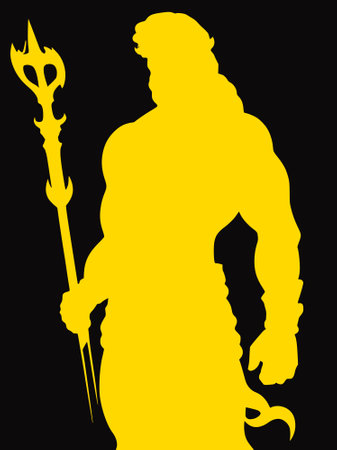 art illustration of a warrior with a sword on black backgroundの写真素材