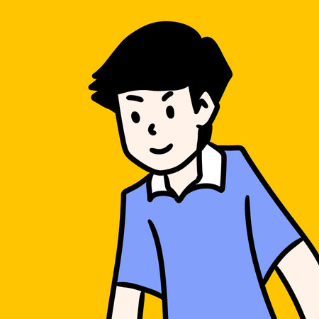 young man cartoon character portrait illustrationの写真素材