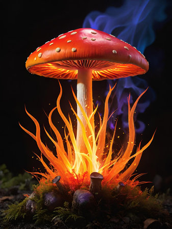 red magic mushroom in the forest. high quality photoの素材