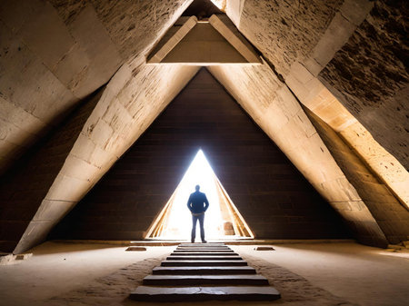 the interior of the ancient building in the cityの素材