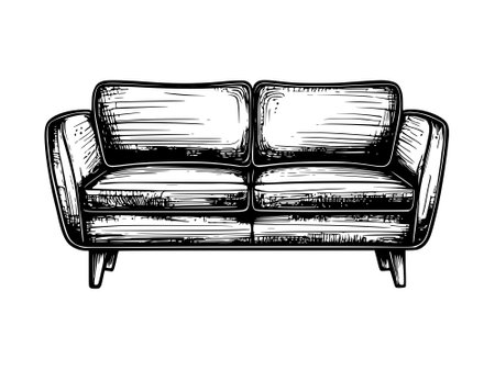 sofa sketch on white backgroundの写真素材