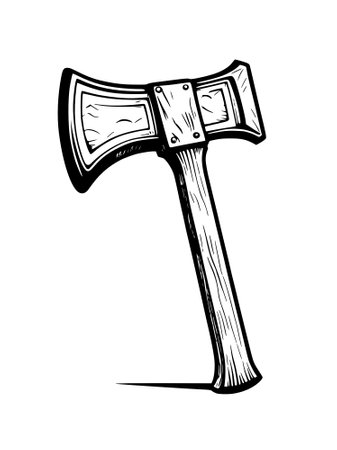 illustration of cartoon axe on whiteの写真素材