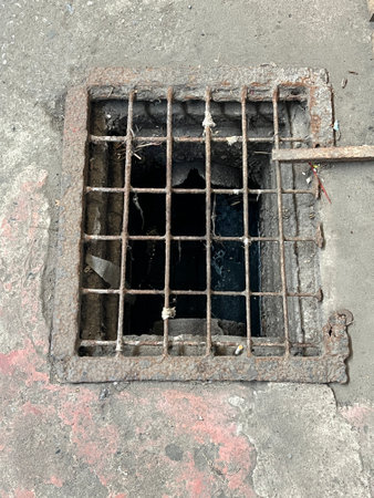 old metal hole on the ground