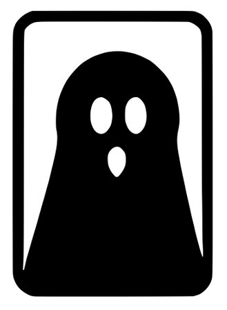 halloween ghost icon, black sign on a backgroundの写真素材