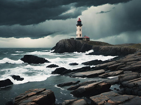 lighthouse in the seaの素材