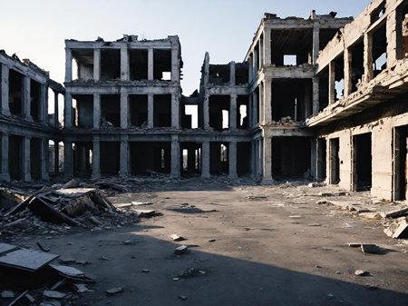 abandoned building in the cityの素材