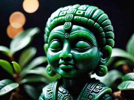 a closeup shot of a statue of a buddhaの素材