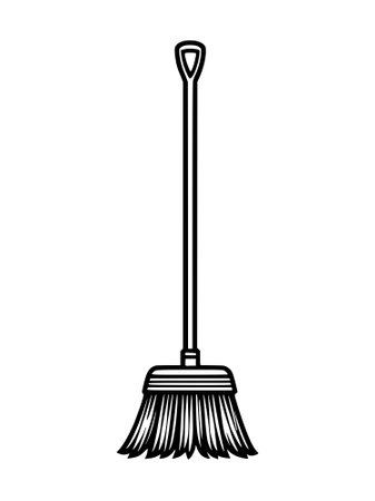 broom icon in black style on white background illustrationの写真素材